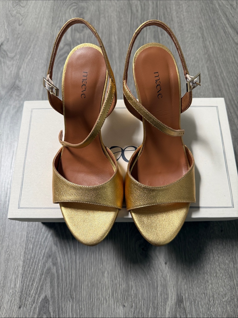 Maeve Metallic Gold Slingback Heels